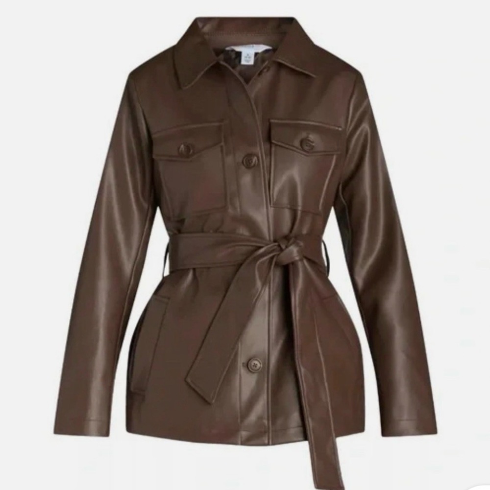 Time and Tru Brown Faux Leather Jacket